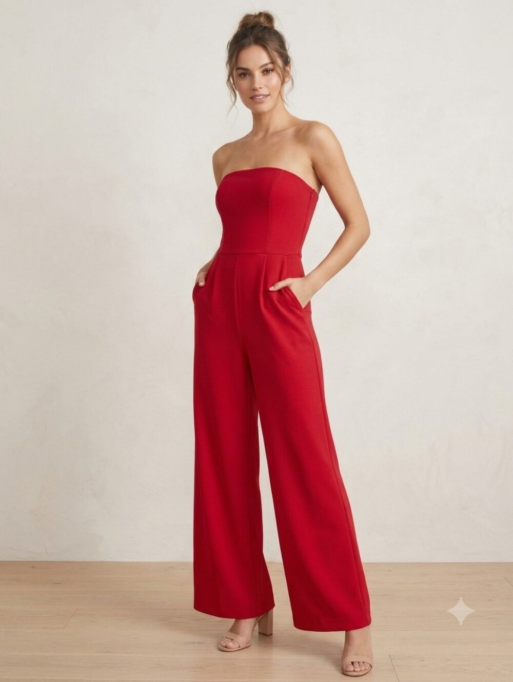 Express Strapless Wide-Leg Jumpsuit with Pockets